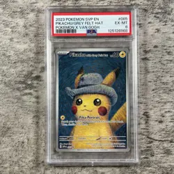 Pikachu Promo Card Grey Felt Hat Scarlet Violet Van Gogh PSA 6 low Pop - Image 1