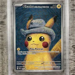 Pikachu Promo Card Grey Felt Hat Scarlet Violet Van Gogh PSA 6 low Pop - Image 3