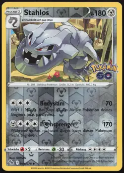Stahlos Reverse Holo Uncommon Pokemon GO 044/078 NM DE - Image 1