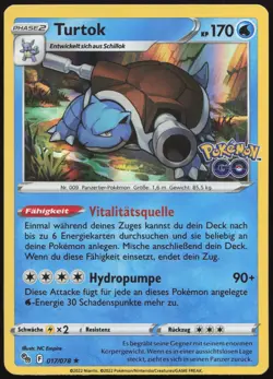 Turtok Holo Rare Pokemon GO 017/078 NM DE - Image 1