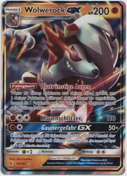 Pokemon Wolwerock GX Ultra Rare Stunde der Wachter 74/145 NM Deutsch - Image 1