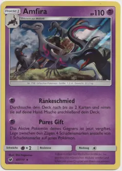 Pokemon Amfira Holo Rare Aufziehen der Sturmrote 47/111 EXC Deutsch - Image 1