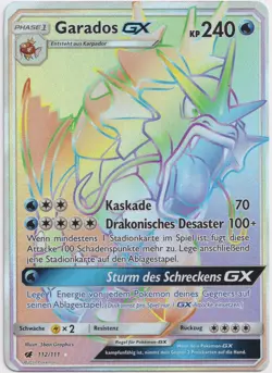 Pokemon Garados GX Rainbow Secret Rare Aufziehen der Sturmrote 112/111 NM DE - Image 1