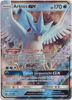 Pokemon Arktos GX Ultra Rare Sturm am Firmament 31/168 NM Deutsch - Image 1
