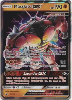 Pokemon Masskito GX Ultra Rare Aufziehen der Sturmrote 57/111 NM Deutsch - Image 1