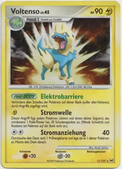 Pokemon Voltenso LV. 45 Holo Rare Platin 11/127 GD Deutsch - Image 1