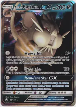 Pokemon Alola-Rattikarl GX Ultra Rare Sturm am Firmament 85/168 NM Deutsch - Image 1