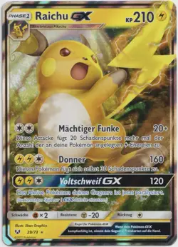 Pokemon Raichu GX Ultra Rare Schimmernde Legenden 29/73 EXC Deutsch - Image 1