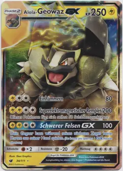 Pokemon Alola-Geowaz GX Ultra Rare Aufziehen der Sturmrote 34/111 NM Deutsch - Image 1