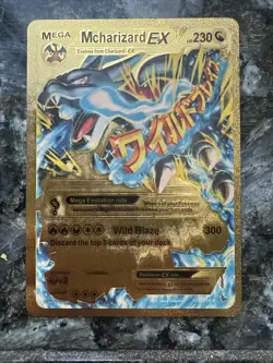 Mega M Charizard EX Gold Foil Fan Art Pokemon Card 108/106 230HP Mcharizard - Image 2