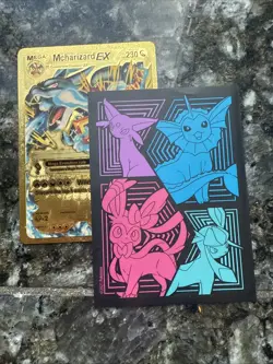 Mega M Charizard EX Gold Foil Fan Art Pokemon Card 108/106 230HP Mcharizard - Image 4