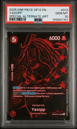 2025 ONE PIECE OP12-LEGACY OF THE MASTER SPECIAL ALTERNATE ART YASOPP PSA 10 - Image 1