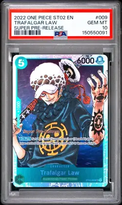 2022 ONE PIECE SUPER PRE RELEASE ST02-009 TRAFALGAR LAW PSA 10 GEM MINT - Image 1