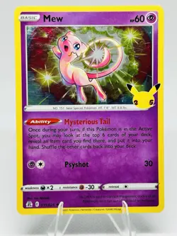 Pokemon Mew TCG Holo Rare Card Celebrations 011/025 - Image 1