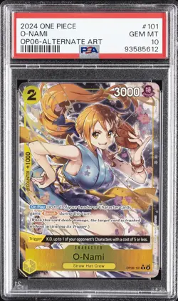 2024 ONE PIECE OP06-WINGS OF THE CAPTAIN ALTERNATE ART #101 O-NAMI PSA 10 - Image 1