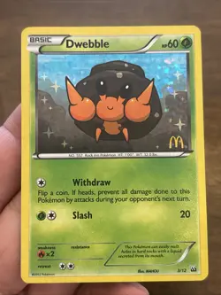 Pokemon Card Dwebble 3/12 McDonald’s Promos 2012 M12 Pokemon TCG Holo Foil - Image 1
