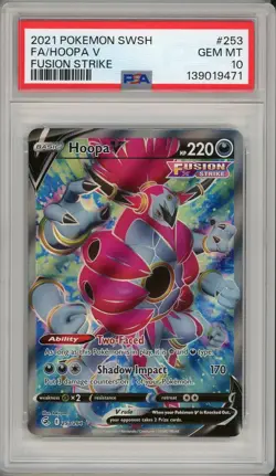 2021 Pokemon SWSH Fusion Strike Hoopa V Full Art #253 PSA 10 - Image 1