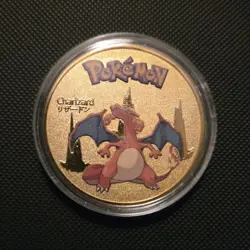 Pokemon Gold Metal Embossed Charizard Collectible Coin - Image 1