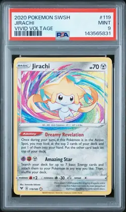 2020 POKEMON SWORD & SHIELD VIVID VOLTAGE #119 JIRACHI PSA 9 - Image 1