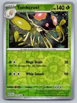 Toedscruel 18/142 Uncommon Stellar Crown Pokemon Reverse Holo Near Mint - Image 1