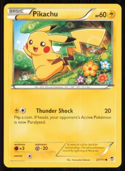 Pikachu 27/111 Common Furious Fists Pokemon Moderately Played - Image 1