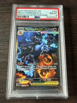 2025 Pokemon PFL EN Mega Charizard X ex Special Illustration Rare #125 PSA 8 - Image 1