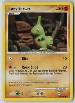 Larvitar 63/100 Pokemon TCG Trainer Stormfront Regular Card (Light Play) LP 1 - Image 1