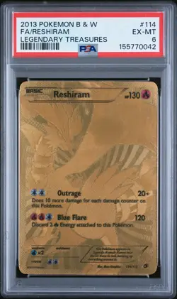 2013 POKEMON BLACK & WHITE LEGENDARY TREASURES #114 FULL ART/RESHIRAM PSA 6 - Image 1
