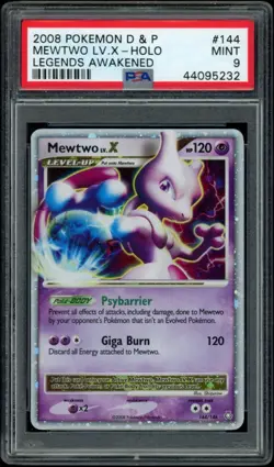 Mewtwo LV X 144/146 DP Legends Awakened Holo Pokemon TCG Card PSA 9 MINT - Image 1