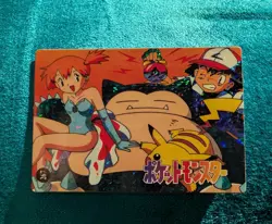 Beautiful Pokemon Misty Vending Prism Holo Sticker Card Vintage + Ash & Snorlax - Image 1