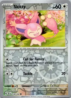 Skitty 130/162 Common Temporal Forces Reverse Holo Near Mint - Image 1