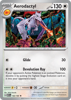 AERODACTYL 142/165 R 151 POKEMON REVERSE HOLO NM/M - Image 1