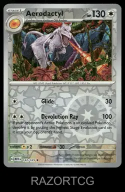 AERODACTYL 142/165 R 151 POKEMON REVERSE HOLO NM/M - Image 2