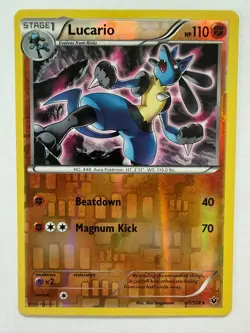 POKEMON LUCARIO 47/124 REVERSE HOLO RARE FATES COLLIDE LP - Image 1