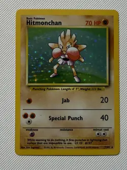Pokemon TCG Hitmonchan Holo Rare Card Base Set 2, Card 8/130 - Image 1