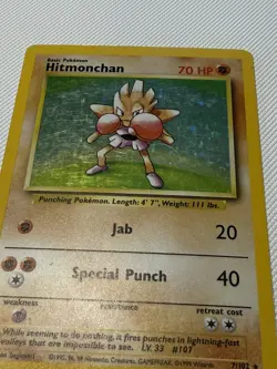 Pokemon TCG Hitmonchan Holo Rare Card Base Set 2, Card 8/130 - Image 3