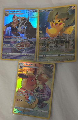 Nintendo Pokemon TCG Team Up 3-Card Lot Mightyena Pikachu Flareon Holo English - Image 1