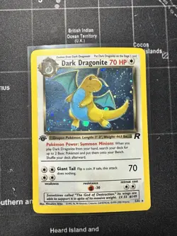Pokemon TCG Dark Dragonite Holo Rare Card 1st Edition 5/82 - Image 1