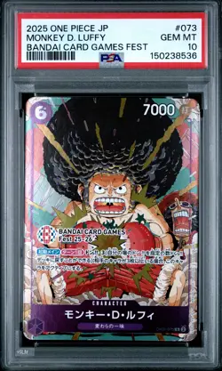 2025 ONE PIECE JAPANESE PROMOS BANDAI CARD GAMES FEST MONKEY D. LUFFY PSA 10 - Image 1