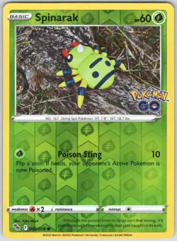 Spinarak 006/078 Common Pokemon GO Pokemon Reverse Holo NM - Image 1