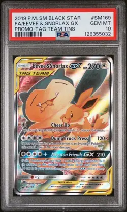 Pokemon Eevee & Snorlax GX Tag Team Tin Promo #SM169 PSA 10 Gem Mint - Image 1