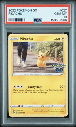 Pikachu 027/078 PSA 10 GEM MT (Pokemon GO, 2022) - Image 1