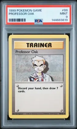 1999 POKEMON BASE SET UNLIMITED #88 PROFESSOR OAK PSA 9 MINT - Image 1