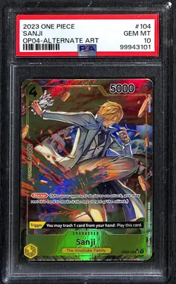 One Piece Sanji Alternate Art OP04-104 PSA 10 - Image 1
