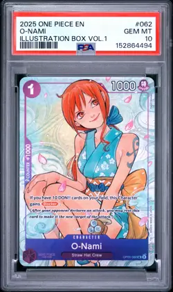2025 ONE PIECE PROMOS ILLUSTRATION BOX VOL.1 #062 O-NAMI PSA 10 - Image 1
