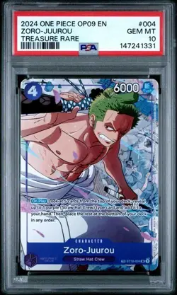 2024 ONE PIECE OP09-EMPERORS IN THE NEW WORLD TREASURE RARE ZORO-JUUROU PSA 10 - Image 1