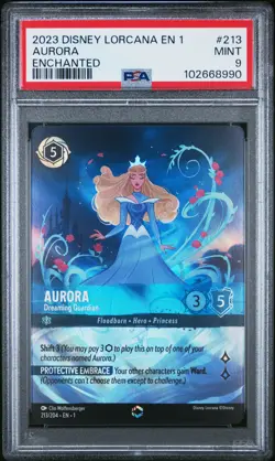 2023 DISNEY LORCANA EN 1-THE FIRST CHAPTER #213 AURORA - DREAMING GUARDIAN PSA 9 - Image 1