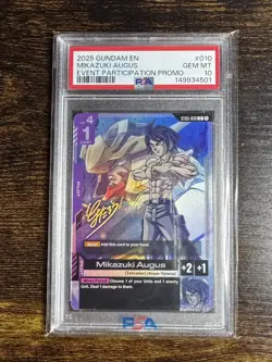 Gundam Card Game Mikazuki Augus Event Promo ST05-010 PSA 10 - Image 1