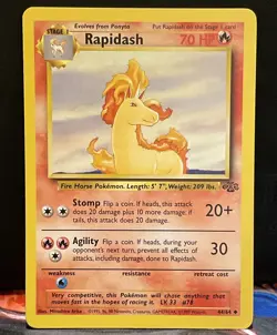 Pokemon TCG Rapidash Jungle Unlimited 1999 Uncommon Card 44/64 - Image 1