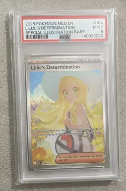 2025 POKEMON MEG EN-MEGA EVOLUTION #184 LILLIE'S DETERMINATION PSA 9 - Image 1